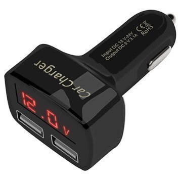 4-in-1 Dual USB Autolaturi Musta