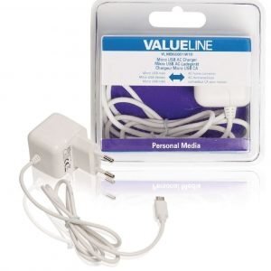 Micro USB -vaihtovirtalaturi Micro USB uros - vaihtovirtaliitäntä 1 00 m valkoinen 2.1A