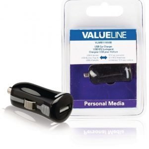 USB-autolaturi USB A naaras - 12 V autoliitäntä musta 2.1A