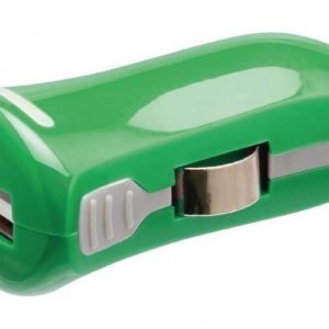 USB-autolaturi USB A naaras - 12 V autoliitäntä vihreä