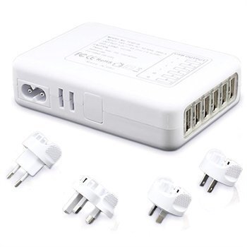 Yleiskäyttöinen 6-Porttinen USB-Matkalaturi AU US EU UK Valkoinen